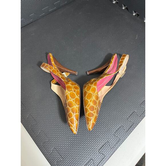 Kate Spade Snake Croc Print Slingback Leather Heels Sz 10B Pumps Made in Italy - Picture 5 of 11